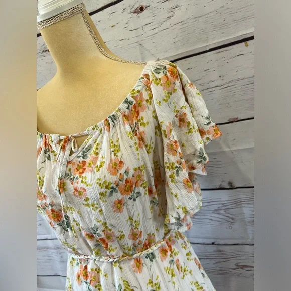 Cupcake and Cashmere Woman’s White Floral Lightweight Raylon Dress Size Large - Picture 5 of 8